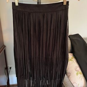 Zara black suede fringe skirt size Small